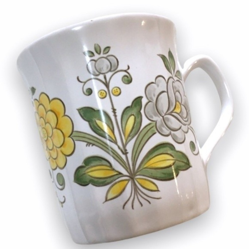 Vintage 70s Japan Floral Flowers Coffee Mug Cup